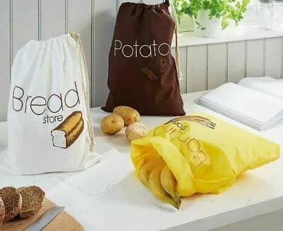 £5.49 • Buy Potato/Banana Or Bread Bags Fresh Vegetable Cotton Breathable Storage UK