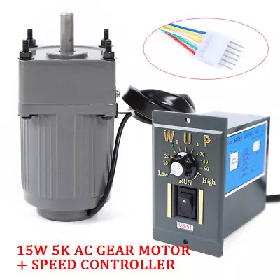 15W 5K Gear AC Motor Reduction Gearbox + Variable Speed Controller 110V 270~0RPM • $57.95