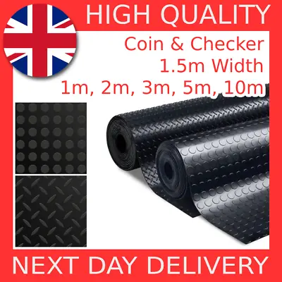 Coin Checker Rubber Flooring Matting Roll Heavy-Duty Non-Slip Garage Van Shed • £1.99