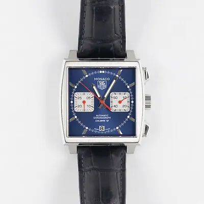 TAG HEUER CAW2111.FC6356 Monaco Stainless Steel 39mm Auto Chronograph - Blue • £3850