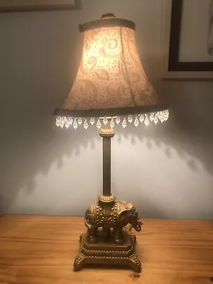 Vintage Elephant Table Lamp 22 Inches Great Condition Collectible Cloth Shade • $105.50