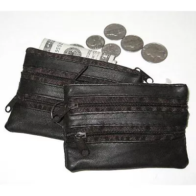 Leather Men's Large Zip Flap Coin Change Holder Front Pocket Key Ring Purse New • $12.10