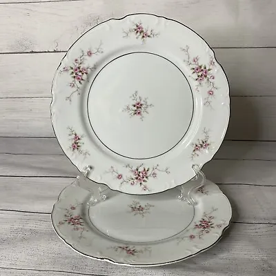 Mikasa Fine China VERSAILLES 9344 ~ Set Of 2  Dinner Plates ~ 10 3/8  Pink Roses • $8.99