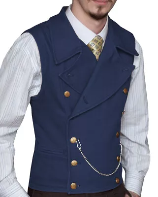 Mens Vintage Vests Double-Breasted Formal Business Wedding Waistcoats XL XXL 3XL • $29.68