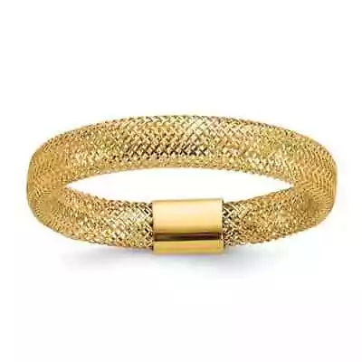 14K Yellow Gold Womens Mesh Ring Stretch Made In Italy 3.5mm  • $77.95