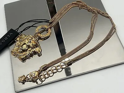 Limited Edition! NEW VERSACE La Medusa Necklace Medusa Charm Gold Plated Chain • $675