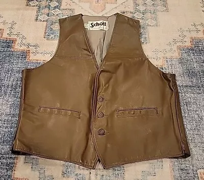 Schott NYC Western USA Brown Leather Vest Vintage Large  • $35