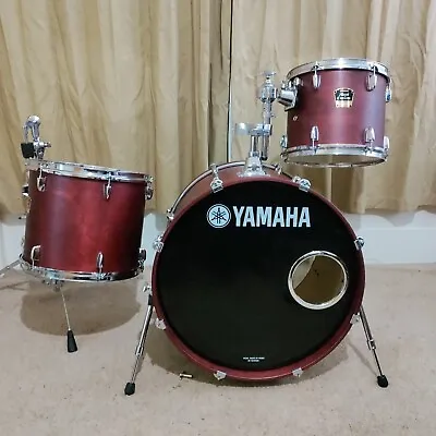 Yamaha Stage Custom 3-Piece Drum Kit 22  12  14 . Great Condition. Cranberry  • £250