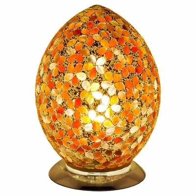 New Egg Lamp Mosaic Glass Orange Flower Table Lamp Desk Bedside Lounge  LM72O • £49.99