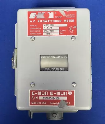 E-Mon D-Mon A.C. Kilowatthour Meter 1600A 4W 277/480VAC 4801600 • $377