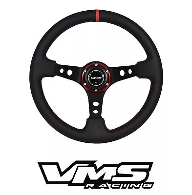 Vms Racing Universal 6-bolt 350mm Leather Red Deep Dish Steering Wheel For Acura • $99.95