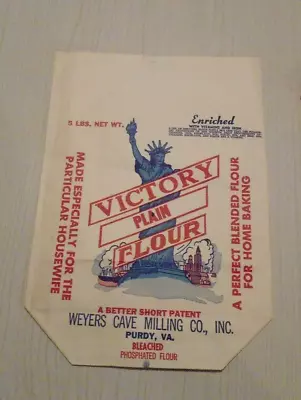 $7 • Buy Vintage VICTORY Plain Flour 5 Lbs Purdy, VA