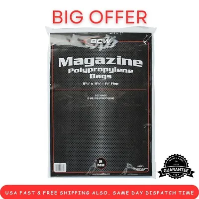 Lot 100 Standard Regular Size Magazine Sleeves Bags Pack BCW Storage Protector • $15.88