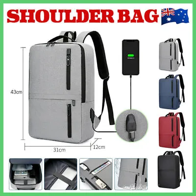 $15.02 • Buy New Shoulder Bag Male Large Capacity Bag Charging USB Business Bag School Bag AU