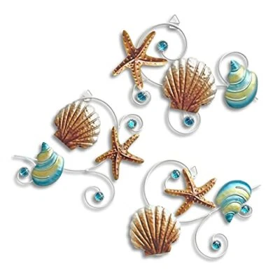 $28.56 • Buy VividLadybug Beach Wall Decor Seashell Starfish Metal Wall Decor Ocean Theme ...
