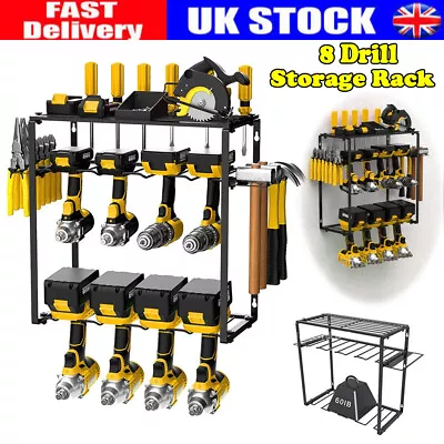 Power Tool Organizer 8 Drill Holders Wall Mounted Garage Tool Storage Rack • £25.99