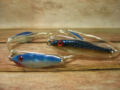 Vintage Fishing Lure Fish Bangle Bracelet Lot Handmade Artisan OOAK • $24.99