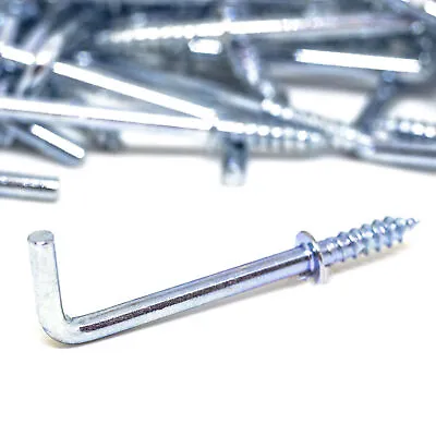 CHOOSE SIZE ZINC PLATED SHOULDERED DRESSER CUP HOOKS Square Screw In L Shape • £0.99