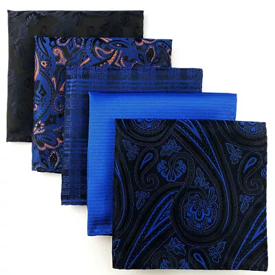 SHLAX&WING 5 Pieces Assorted Mens Silk Pocket Square Handkerchiefs Set • $9.99