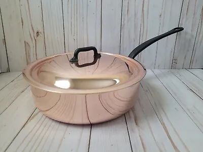 New Mauviel 1830 Copper 3.4 Qt Saute Pan JP Collection W/ Lid & Cast Iron Handle • $269.99