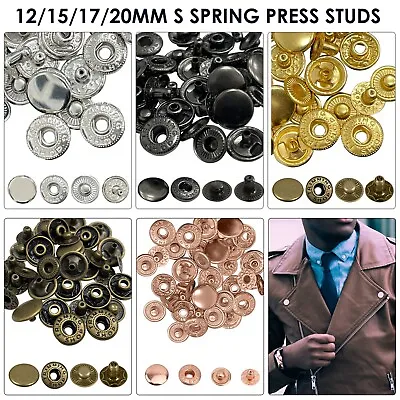 Large Metal Snap Fasteners Poppers S Spring Press Studs Button 12/15/17/20mm • £3.79