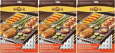 Grill BBQ Topper Sheet Stainless Steel Dual Sided 3 Pack Mr. Bar-B-Q • $18.99