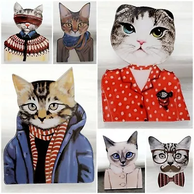 Novelty Funky Fancy Cat Pet Pin Brooch Badge Acrylic Bag Shirt Accessories • £2.99