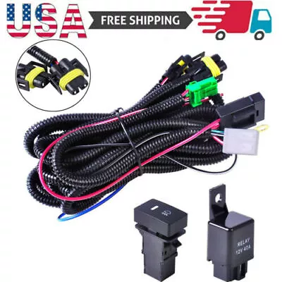 H11 H8 H16 Fog Light Lamps Wiring Harness LED Indicator Switch Kit 12V 40A Relay • $15.39