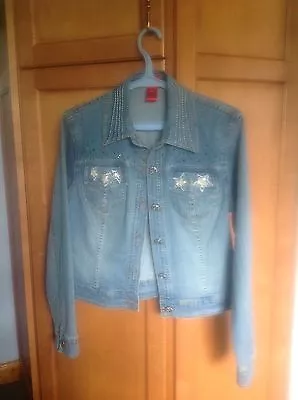 $13.49 • Buy Women's V Cristina Embossed Jean Jacket With Crystal Buttons-S