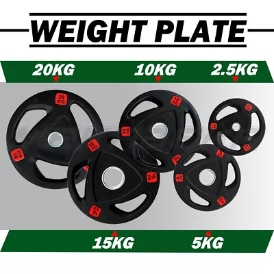 2.5kg-20kg Rubber Coated Olympic Tri-grip Weight Plates Type-A Fitness Home Gym • $49.99