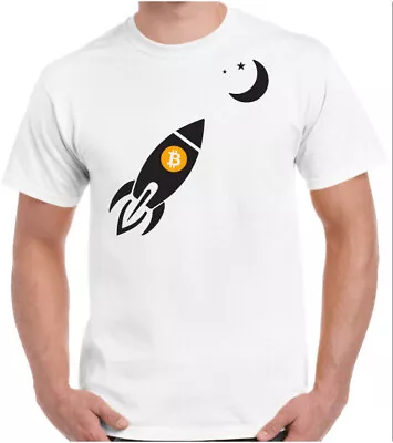 Bitcoin To The Moon Crypto Design Mens T Shirt Custom Made Print Graphic Top NEW • $26.99