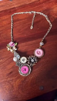 £6.50 • Buy Accessorize Pink And Gold Button Necklace