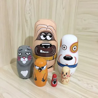 6 Pcs Wooden Russian Nesting Dolls Handmade Matryoshka Hand Painted Kids Toy • £13.99