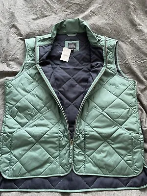 J Crew Men's Quilted Vest Size Medium Full Zip Dark Blue And  Green • $25