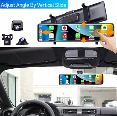 11.26  HD 2.5K 1080P Car Dash Cam Rearview Mirror Android Radio Carplay WIFI DVR • $118.15