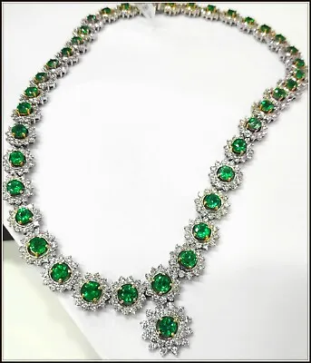 $150000 Natural Emerald Necklace 18K Gold Diamond Earring Estate  Watch Video  • $84900