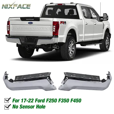 Chrome Rear Pair Of Bumper Face Bar Ends For 17-22 Ford F250 F350 No Sensor Hole • $245.99