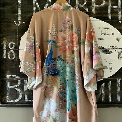 XL Bohemian Floral Kimono Maxi Duster Top Jacket Vtg 70s Ins Womens X-LARGE NWT • $64.50