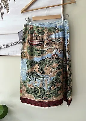 JUST IN CASE Remember Italy Silk  A Line Skirt Size 42 Approx 12 • $89