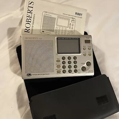 Roberts R881 Multi Band FM Portable Digital Radio Silver + Official Case Vintage • £44.99