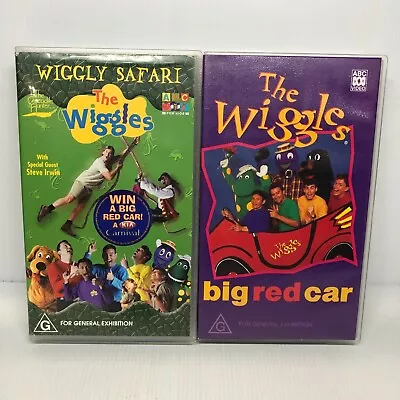 WIGGLES VHS X 2 Wiggly Safari & Big Red Car  ABC Video Tapes TESTED • $25.90