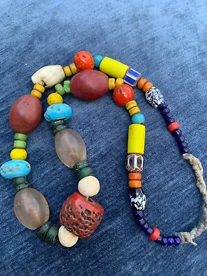 Vintage African Trading Beaded Necklace 22   4.9 Oz • $55