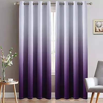 Light Blocking Gradient Color Curtains Purple Ombre Blackout Curtains Room Darke • $41.99