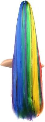 MapofBeauty Rainbow Colors Long Straight Clip On Ponytails/Cosplay Wig (Ponytai • £10.37
