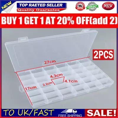 £13.39 • Buy 36X Transparent  Compartment Plastic Organizer Box Craft Bead Storage Container