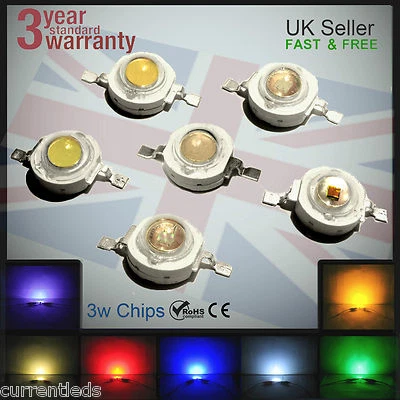 £4.49 • Buy 3W High Power LED Epistar Bridgelux Epileds Grow Aquarium Light Chip Without PCB