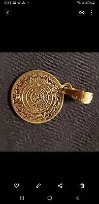 $450 • Buy Solid Guaranteed 18KT  Gold Round Aztec Mayan Calendar Pendant Charm