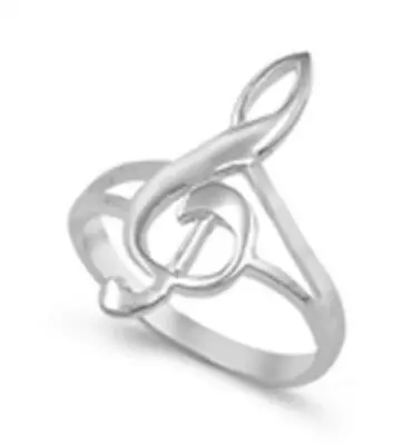 .925 Sterling Silver Music Note Fashion Ring New Size 4-10 • $18.57