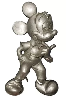 Walt Disney Production Pewter Cartoon Mickey Mouse Flat Sided Figurine Signed • $49.95