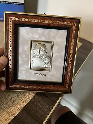 Beautiful Vintage Framed ITALY  Plaque Madonna Artwork 925 Sterling Silver READ • $39.99